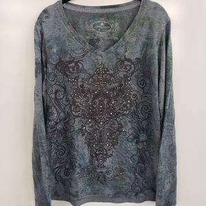 Green Source Hippie Inspired Ornate Bejeweled Top